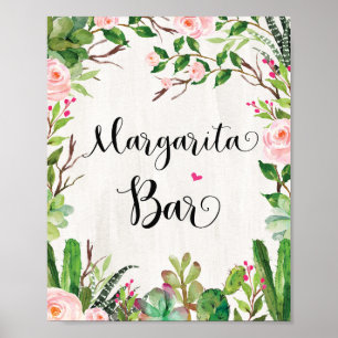 Poster Symbole de bar Margarita Fiesta Cactus Douche Boir