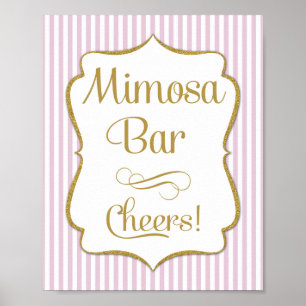 Poster Symbole de barre Mimosa Bande or rose