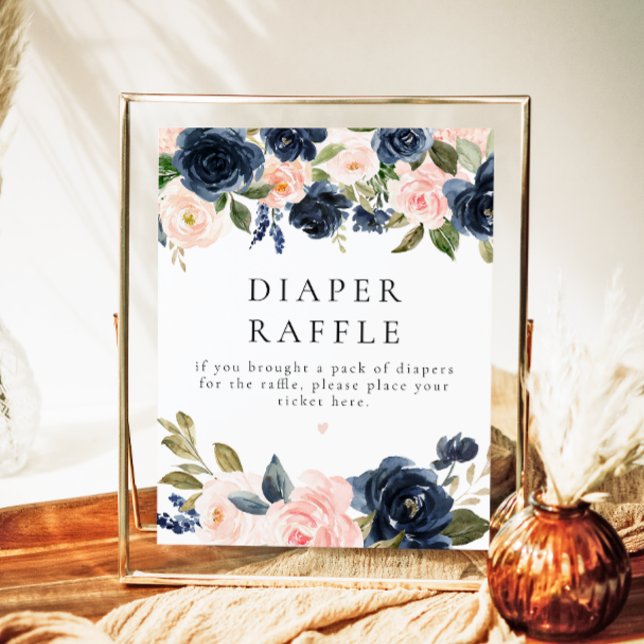 Poster Symbole de bébé Raffle floral Blush de la Marine R (Créateur téléchargé)