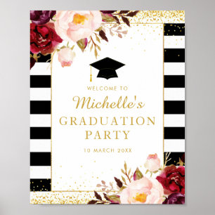 Poster Symbole de bienvenue de graduation florale bourgui