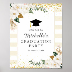 Poster Symbole de bienvenue de graduation florale de magn