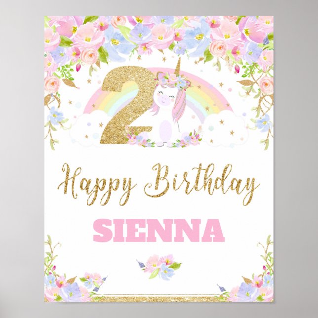 Poster Symbole de bienvenue de la fête d'anniversaire Uni (Devant)