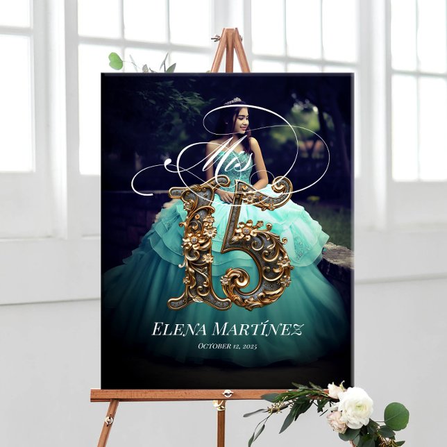 Poster Symbole de bienvenue de Mis Quince Quinceanera ave (Créateur téléchargé)