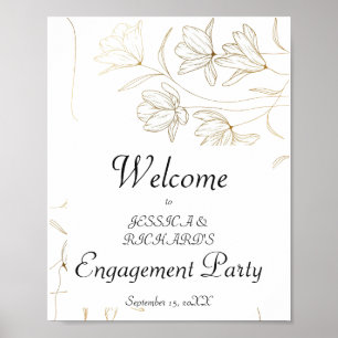 Poster Symbole de bienvenue du Fiançailles de fleurs d'or