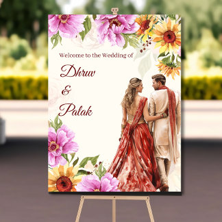 Poster Symbole de bienvenue du mariage indien du couple m