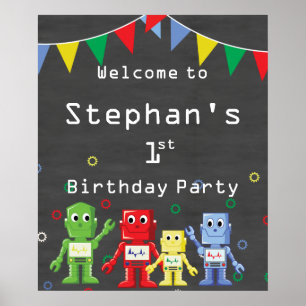 Poster Symbole de bienvenue Fête d'anniversaire à thème R