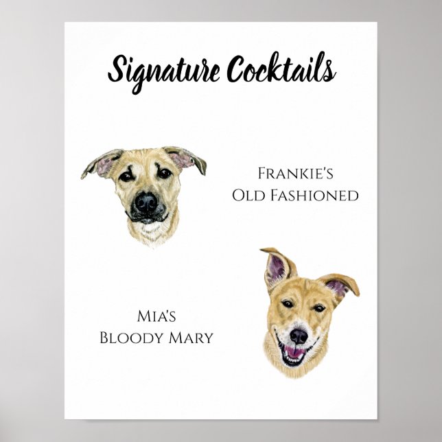 Poster Symbole de boisson de la signature du chien (Devant)