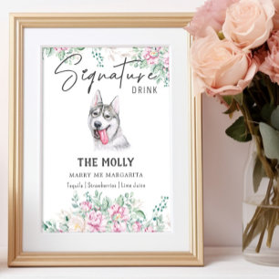 Poster Symbole de boisson de la signature Husky Dog