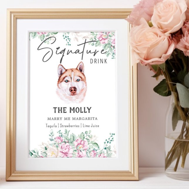 Poster Symbole de boisson de la signature Husky Dog (Créateur téléchargé)