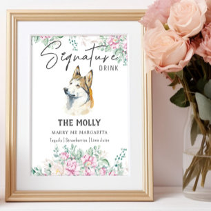 Poster Symbole de boisson de la signature Husky Dog