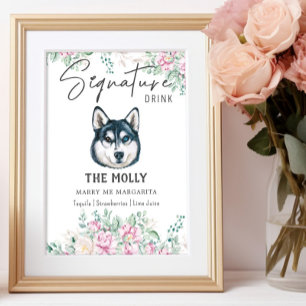 Poster Symbole de boisson de la signature Husky Dog