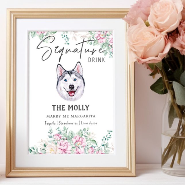 Poster Symbole de boisson de la signature Husky Dog (Créateur téléchargé)