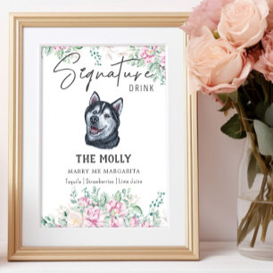 Poster Symbole de boisson de la signature Husky Dog