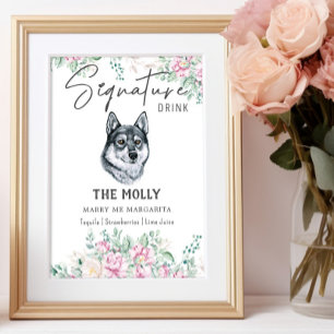 Poster Symbole de boisson de la signature Husky Dog