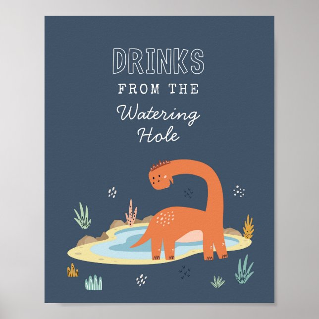 Poster Symbole de boisson Dinosaur Cute (Devant)