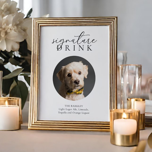 Poster Symbole de boisson Simple Black Floral Animal Sign (Créateur téléchargé)