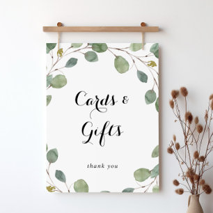 Poster Symbole de calligraphie de feuillage vert Cartes e