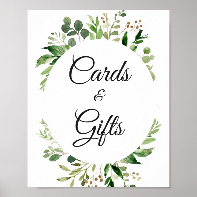 Poster Symbole de cartes et cadeaux Feuille de verdure (Devant)