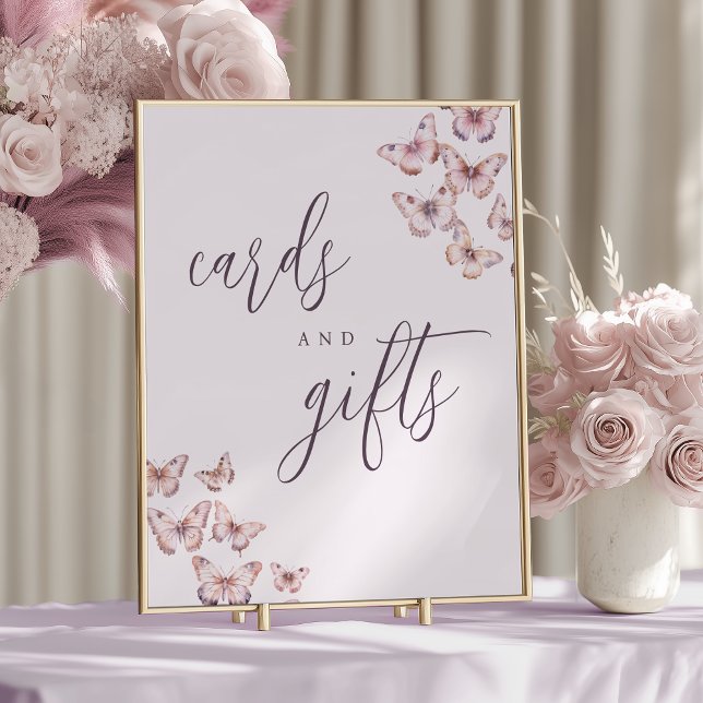 Poster Symbole de cartes et cadeaux pourpre et rose papil (Créateur téléchargé)