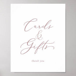 Poster Symbole de cartes et cadeaux Roses en or