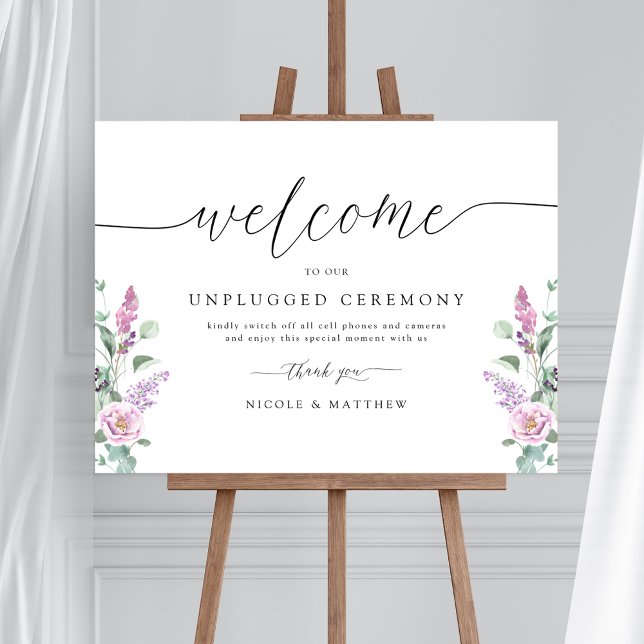 Poster Symbole de cérémonie Chic Purple, Mauve Floral Unp (Créateur téléchargé)