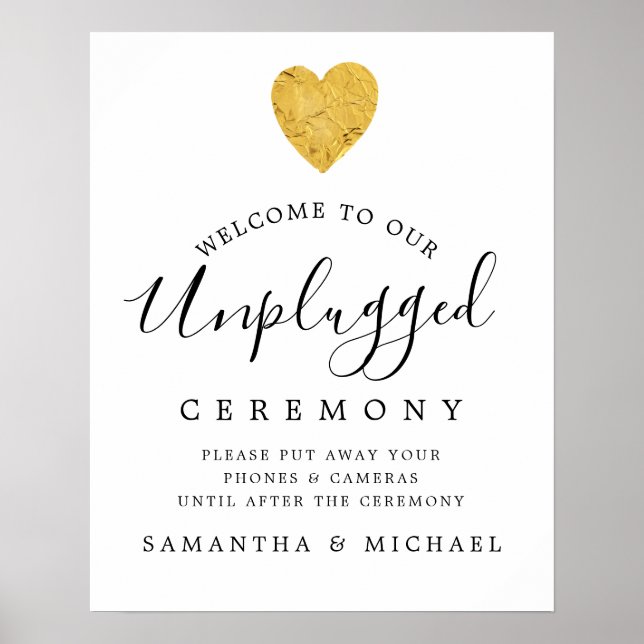Poster Symbole de cérémonie Mariage débranché Gold Foil (Devant)