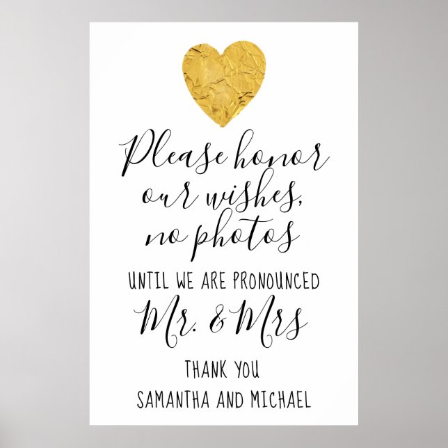 Poster SYMBOLE DE Cérémonie Mariage Gold Heart (Devant)