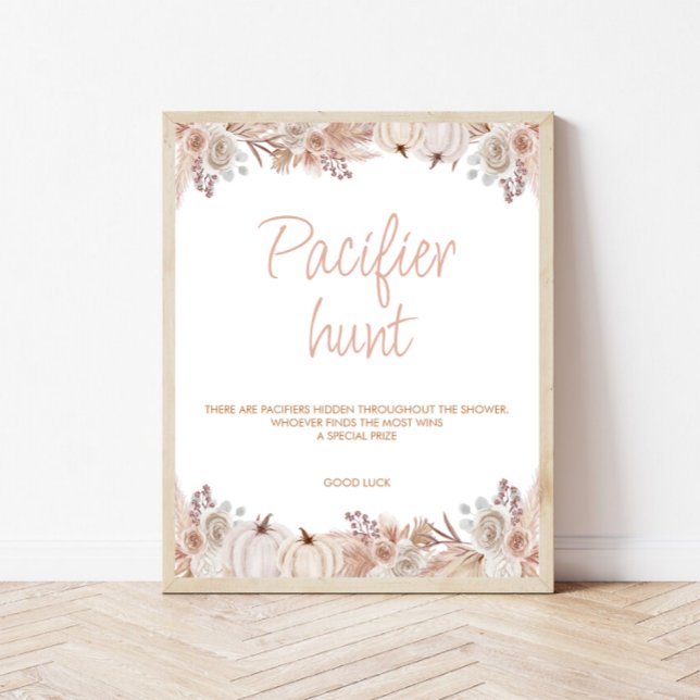 Poster Symbole de chasse du Baby shower Citrouille Boho (Créateur téléchargé)