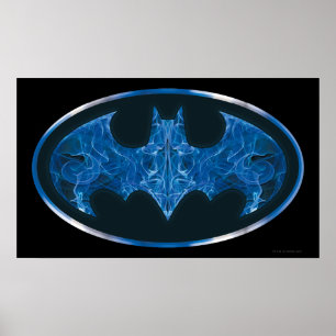 Poster Symbole de chauve-souris à fumée bleue