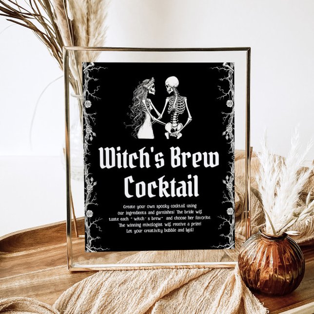 Poster Symbole de cocktail de la sorcière de squelette d' (Créateur téléchargé)
