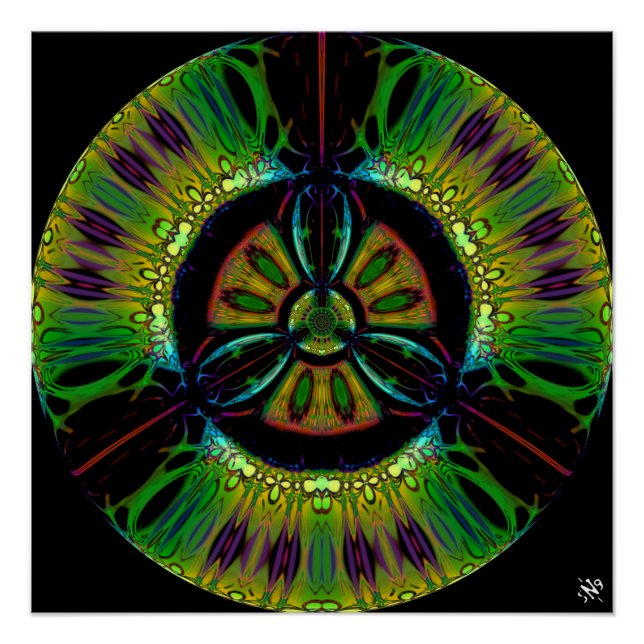 Poster Symbole de danger biologique psychédélique (ou tou (Devant)