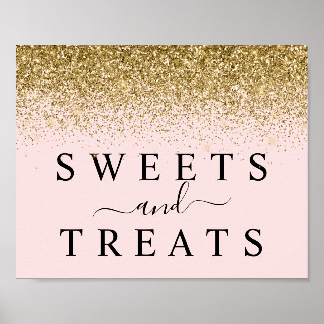 Poster Symbole de dessert Rose & Or Douceurs & Traitement (Devant)