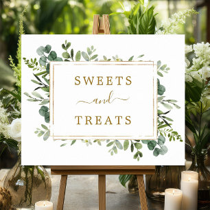 Poster Symbole de dessert Vert or botanique Sweets & Trai