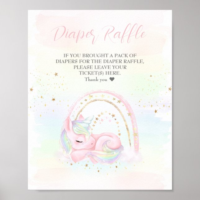 Poster SYMBOLE DE DISQUETTE Baby shower Unicorne (Devant)