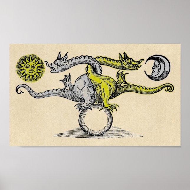 Poster Symbole de dragon d'or et d'argent (Devant)