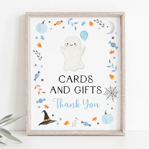 Poster Symbole de fête Blue Ghost Halloween Cartes et cad