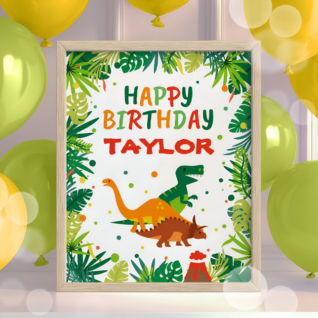 Poster Symbole de fête d'anniversaire de Dinosaur (Créateur téléchargé)