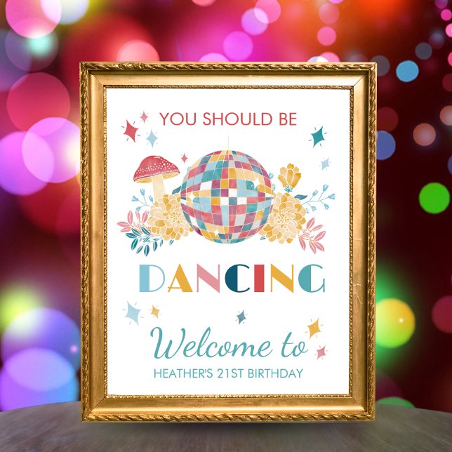 Poster Symbole de fête d'anniversaire de la Disco Dancing (Créateur téléchargé)