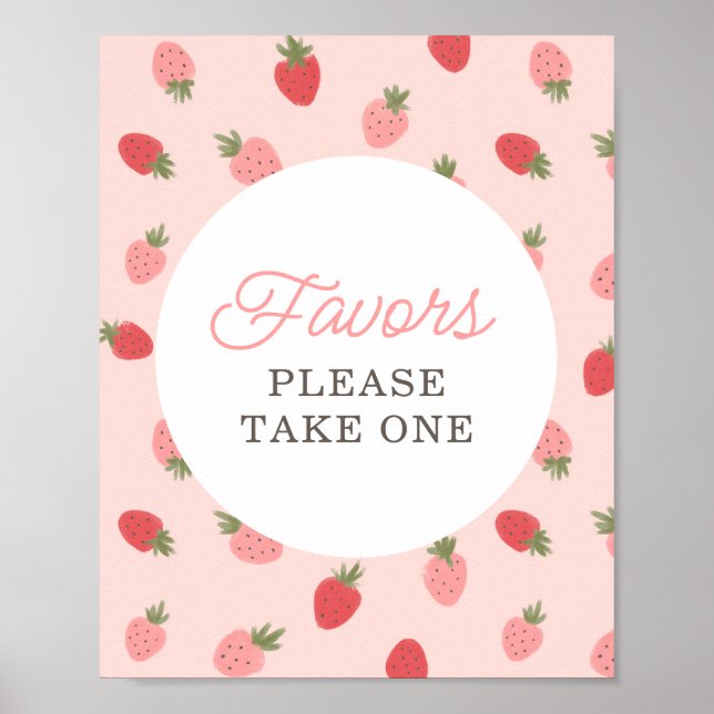 Poster Symbole de fête d'anniversaire de la fraise rose (Devant)
