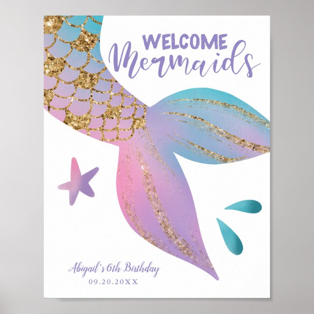 Poster Symbole de fête d'anniversaire magique Mermaids (Devant)