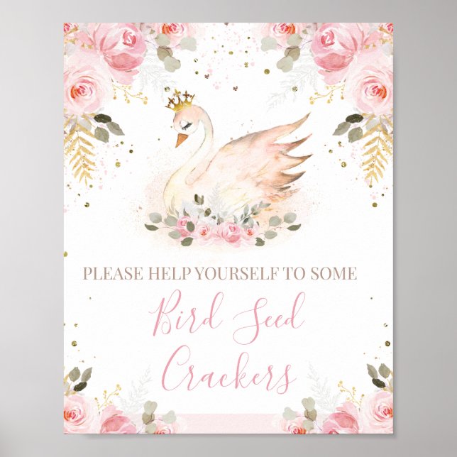 Poster Symbole de fête d'anniversaire rose Floral Princes (Devant)