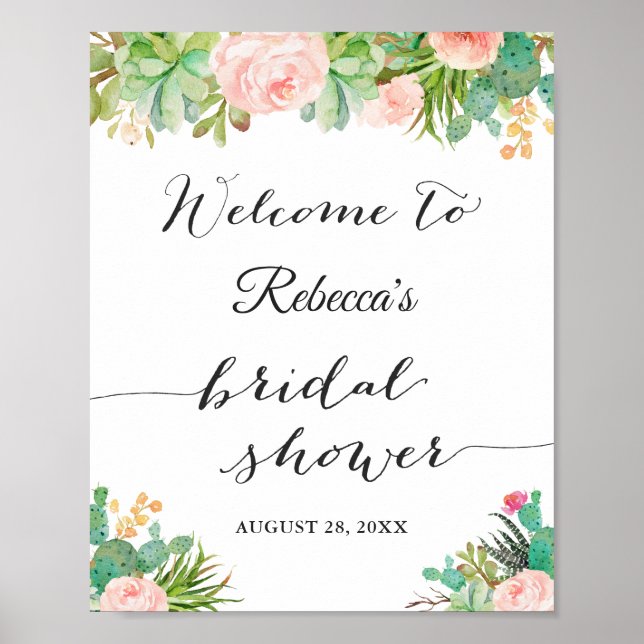 Poster SYMBOLE DE Fête des mariées Florale Cactus Succule (Devant)