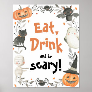 Poster Symbole de fête d'Halloween Ghost Eat Drink Be Eff