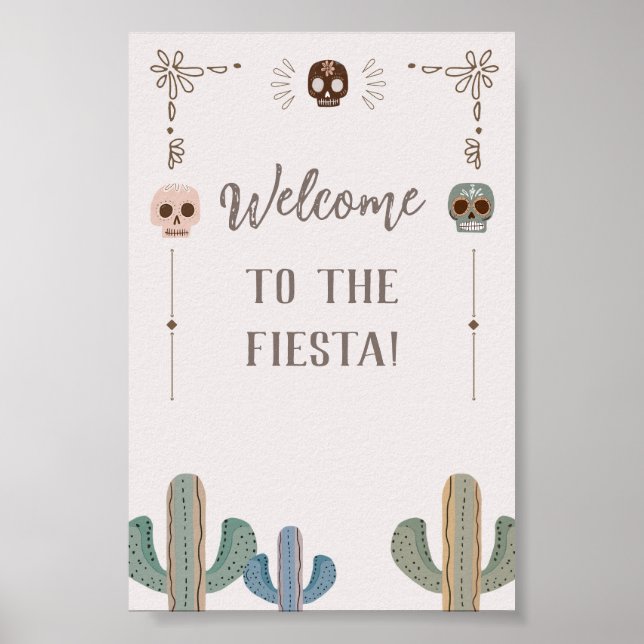 Poster Symbole de fête personnalisé Cactus du crâne mexic (Devant)
