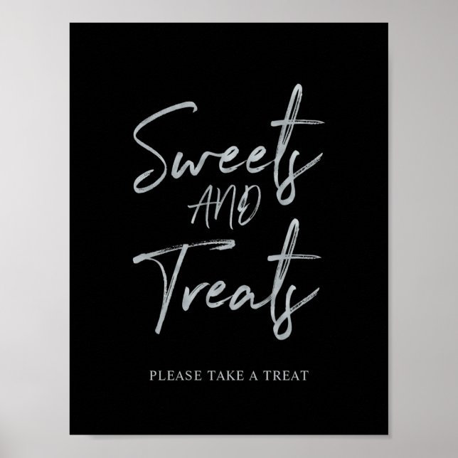 Poster Symbole de fête Silver & Black Modern Sweets & Tra (Devant)