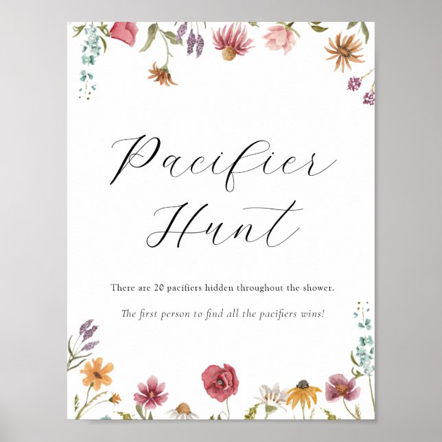 Poster SYMBOLE DE JEU DE Baby shower DE CHASSE fleur sauv (Devant)