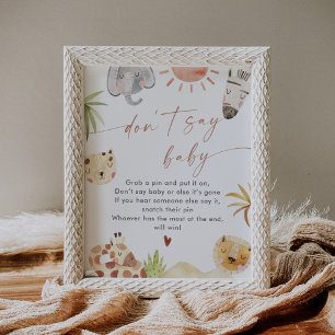 Poster SYMBOLE DE JEU DE Bébé SAFARI Pas de dire