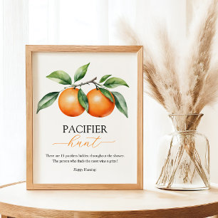 Poster SYMBOLE DE JEU DE CHASSE Baby shower orange