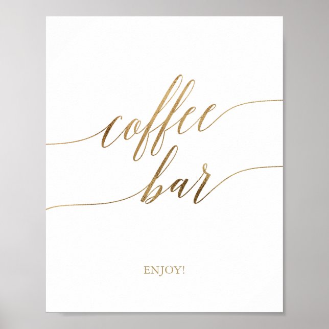 Poster Symbole de la barre de café élégante Gold Calligra (Devant)