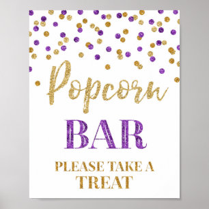 Poster Symbole de la barre de maïs Popcorn Confetti en or